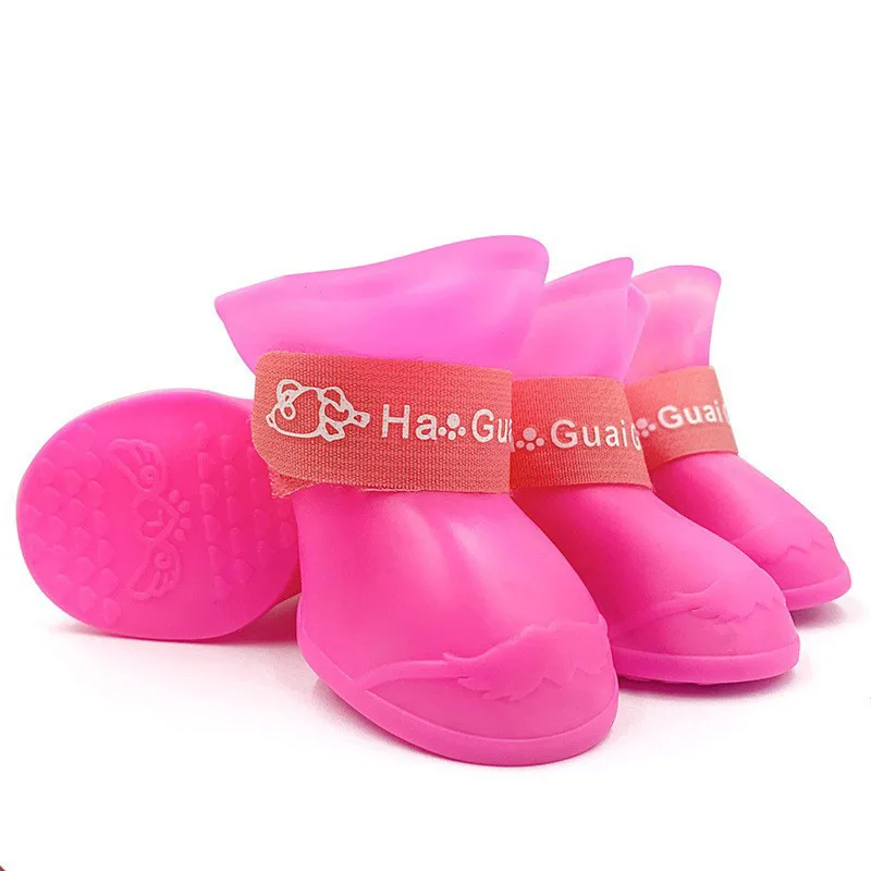 4Pcs Pet Waterproof Raincoat Anti-slip Rubber Boot For Small Medium Large Dogs Cats Outdoor Shoe Dog Ankle Boots Pet Rain Shoes