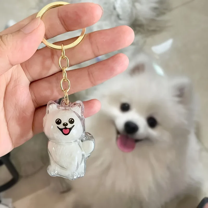Adorable Dog Hair Storage Pendant Transparent Lovely Pet Hair Storage Box Keychain Handmade DIY Pet Souvenirs for Pet Lovers
