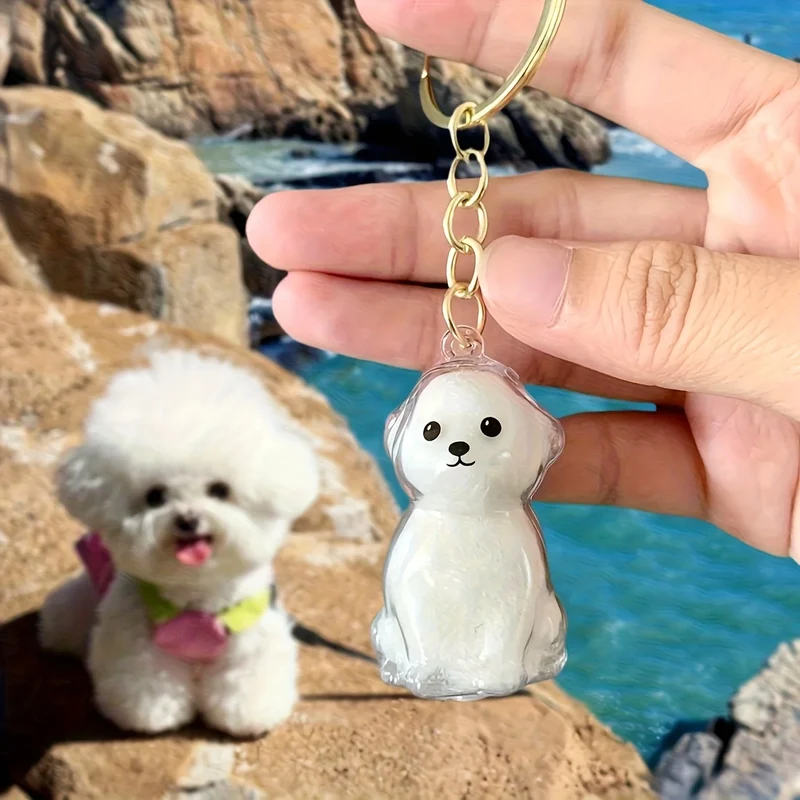 Adorable Dog Hair Storage Pendant Transparent Lovely Pet Hair Storage Box Keychain Handmade DIY Pet Souvenirs for Pet Lovers