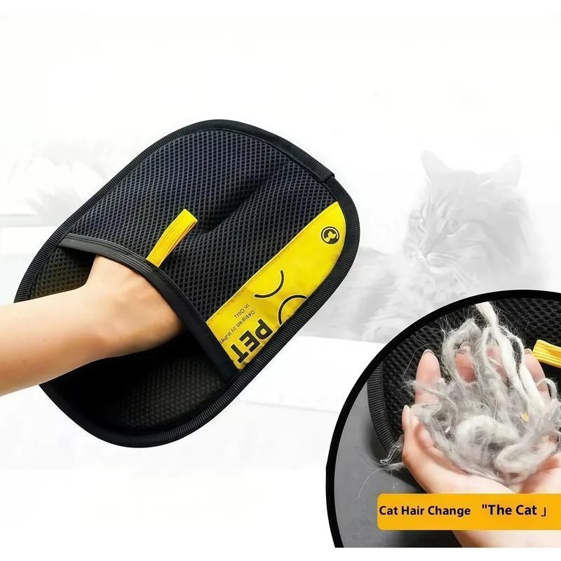 Pet Hair Remover Gloves Electrostatic for Cats Dogs, Reusable Washable Grooming Glove with 2-in-1 Lint Roller Brush - Safe Non-T