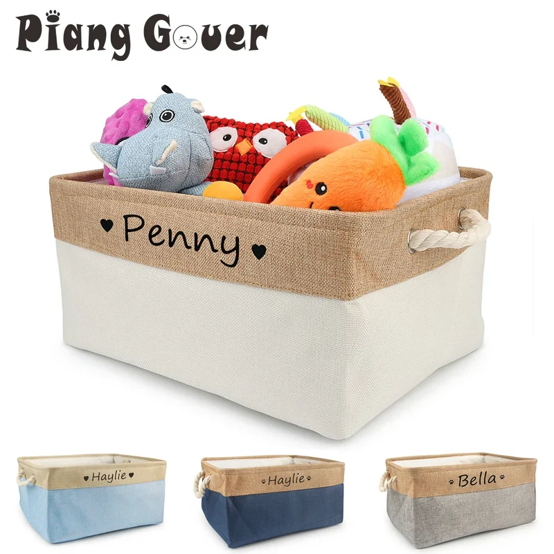 Personalized Dog Toy Basket Free Print Pet Storage Box Cat DIY Custom Name Toys Clothes Accessories Organize Storage