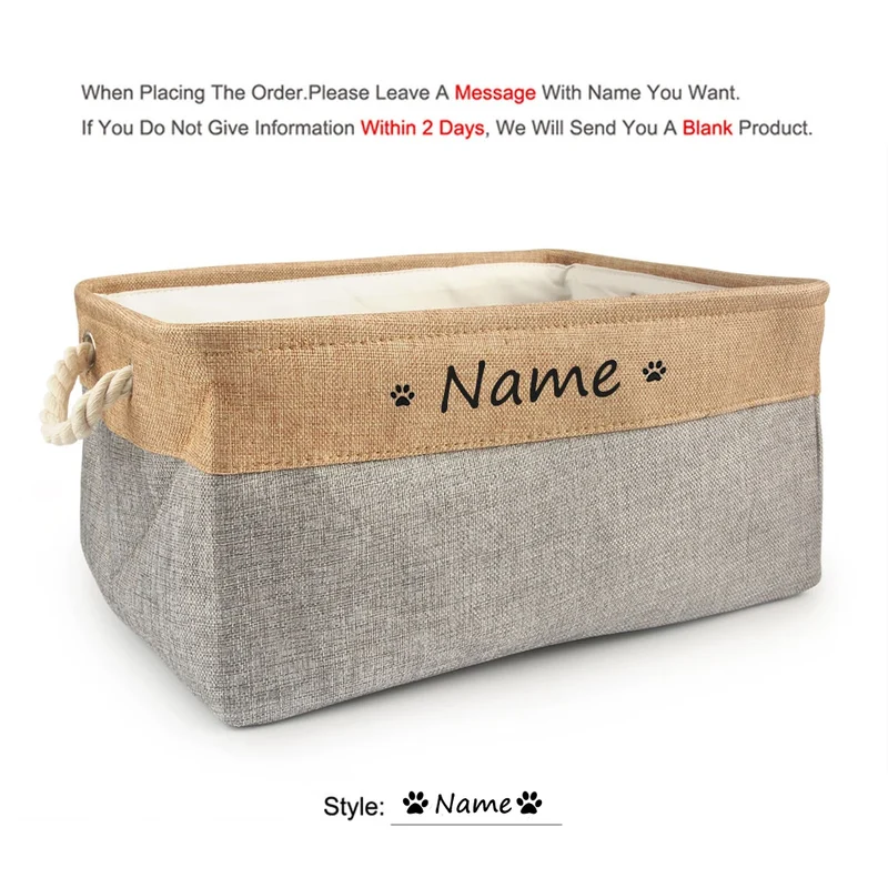 Personalized Dog Toy Basket Free Print Pet Storage Box Cat DIY Custom Name Toys Clothes Accessories Organize Storage