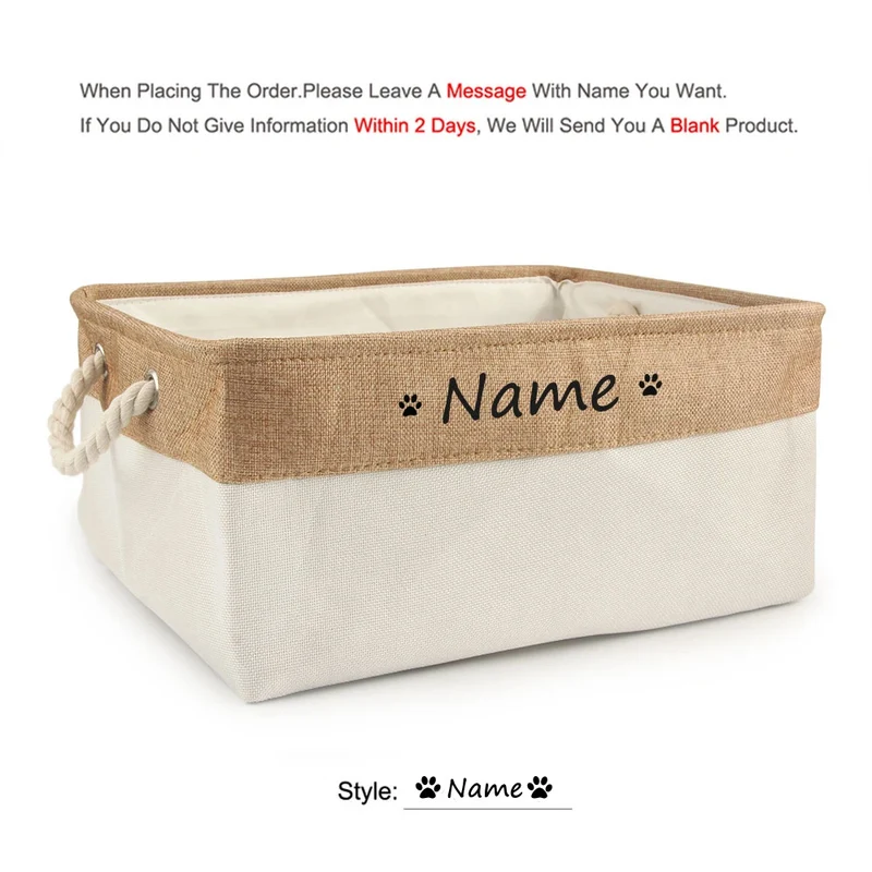 Personalized Dog Toy Basket Free Print Pet Storage Box Cat DIY Custom Name Toys Clothes Accessories Organize Storage