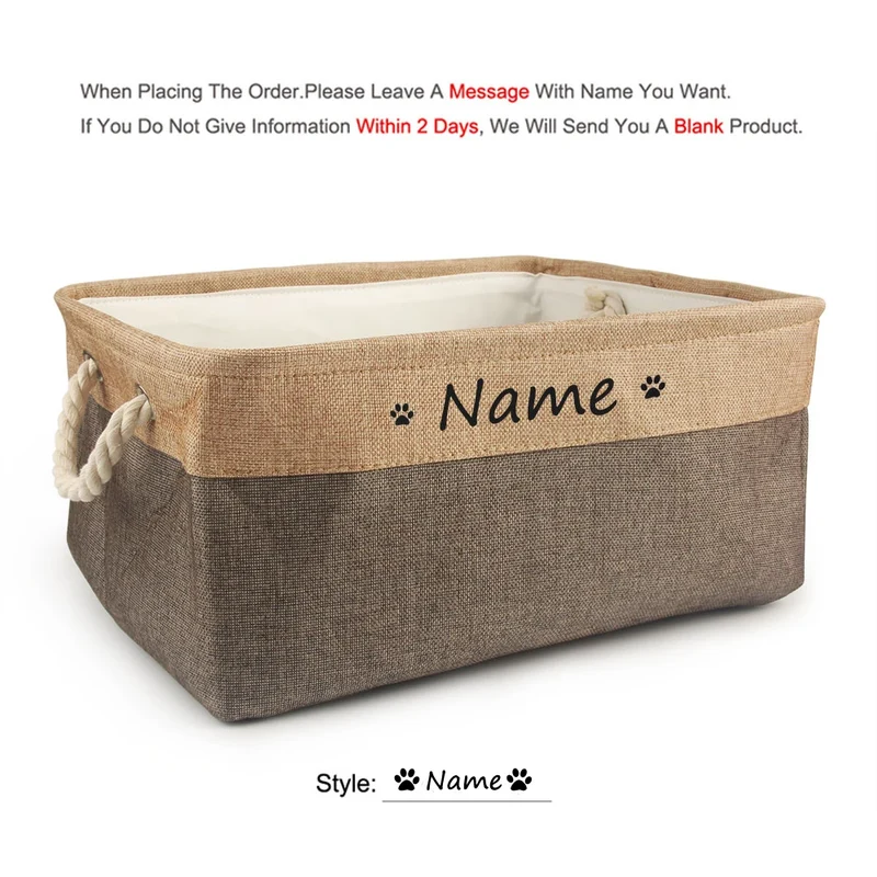 Personalized Dog Toy Basket Free Print Pet Storage Box Cat DIY Custom Name Toys Clothes Accessories Organize Storage