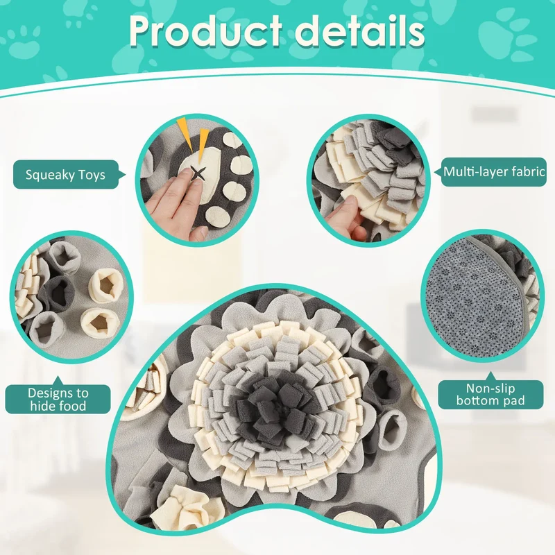 Dog Snuffle Mat Pet Toys Interactive Training Sniff Natural Feeding Mat Squeaker Dog Treat Relieve Pressure Snuffle Toys