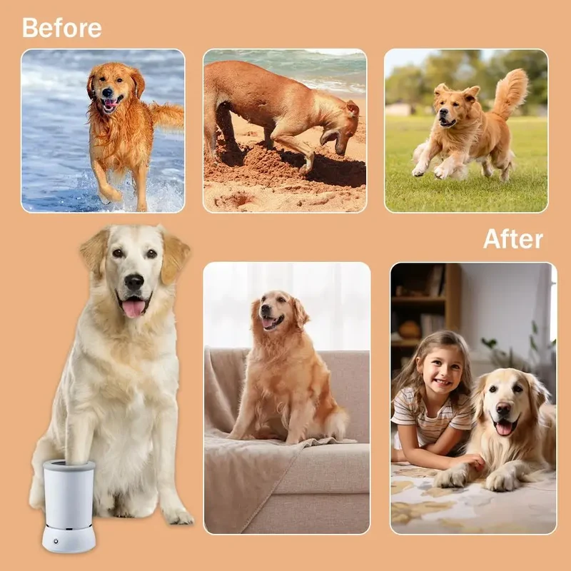 Portable Dog Paw Washer Automatic Pet Paw Cleaner Electric Paw Massager USB Rechargeable Designed for Small to Medium Dogs Cats