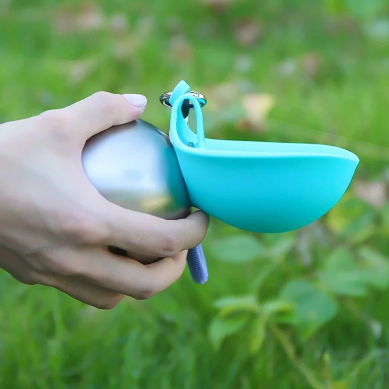 Pet Water Bottle 304 Stainless Steel Collapsible Ball Shaped Drinking Device Portable Dog Bowl For Small Dogs Outdoor Portable