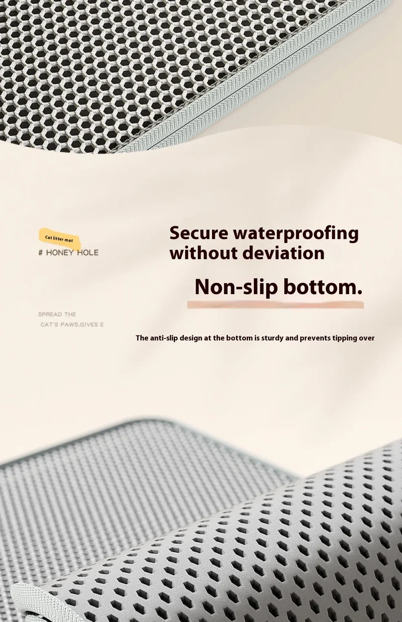 Cat Litter Mat 2-Layer Design Premium Sand Trapping Technology Waterproof Base Non-Slip Pet Floor Protector for Indoor Kittens
