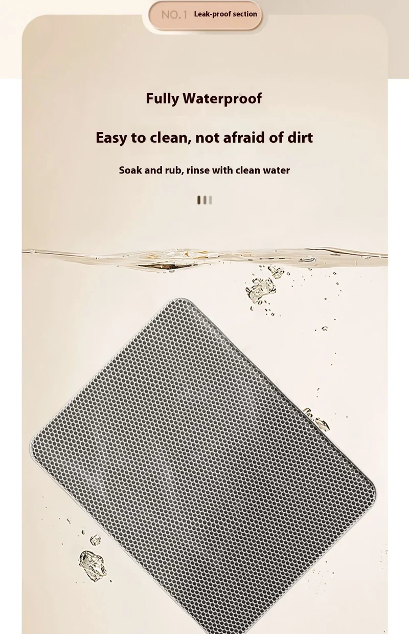 Cat Litter Mat 2-Layer Design Premium Sand Trapping Technology Waterproof Base Non-Slip Pet Floor Protector for Indoor Kittens