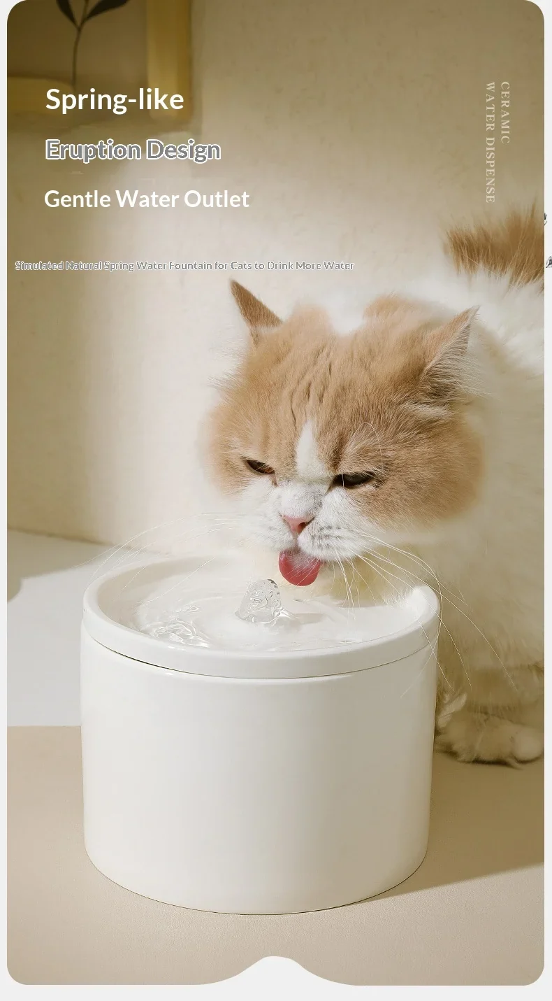 Cat Automatic Water Dispenser Pet Ceramic Water Bowl Dog Bowl Water Dispenser, Circulation Water Flow Water Dispenser