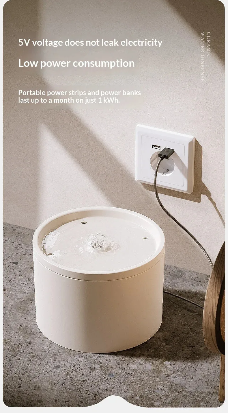Cat Automatic Water Dispenser Pet Ceramic Water Bowl Dog Bowl Water Dispenser, Circulation Water Flow Water Dispenser