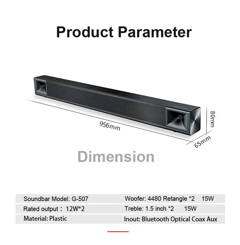 2.0 Ch Stereo Slim Soundbar with for Wall Mount 4 Speakers 30W RMS for Home Theater TV-High Quality Audio Experience
