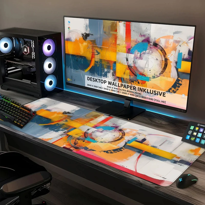 Gaming Mauspad XXL Modern Art Abstract 90x40 | 80x30 | 45x40 cm 4mm Premiumdicke