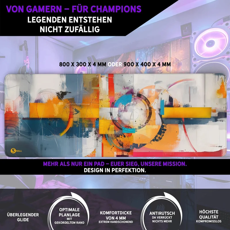 Gaming Mauspad XXL Modern Art Abstract 90x40 | 80x30 | 45x40 cm 4mm Premiumdicke