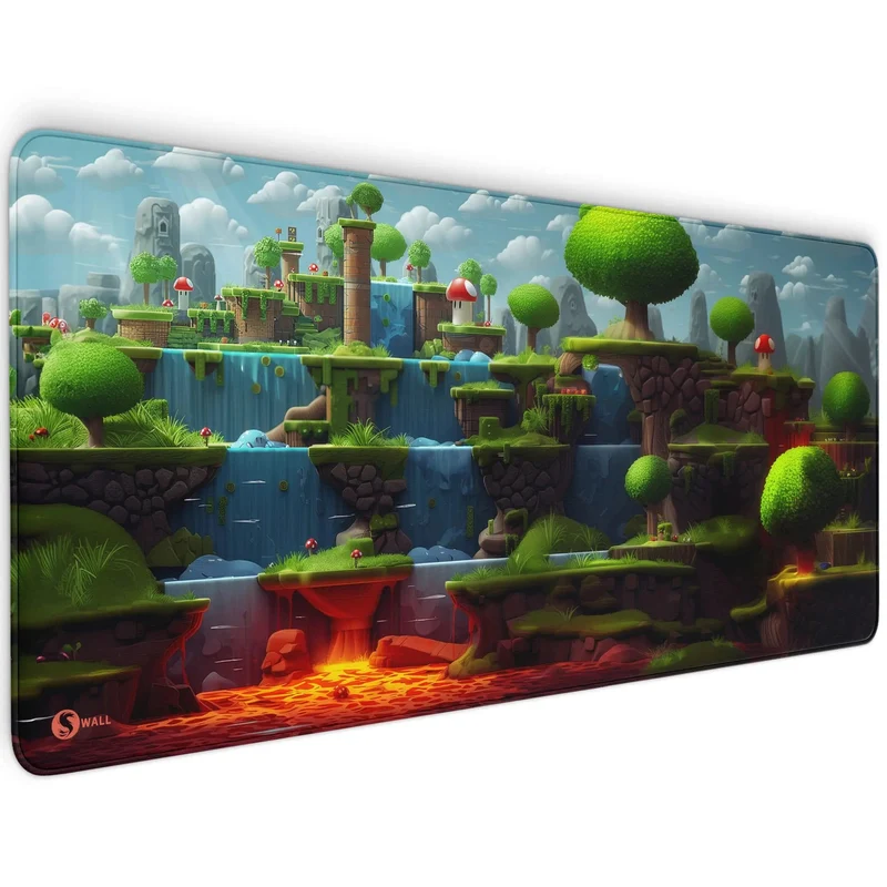 Gaming Mauspad XXL Game 2d World Jump´n Run 90x40 | 80x30 | 45x40 cm PREMIUM-DICKE 4 MM