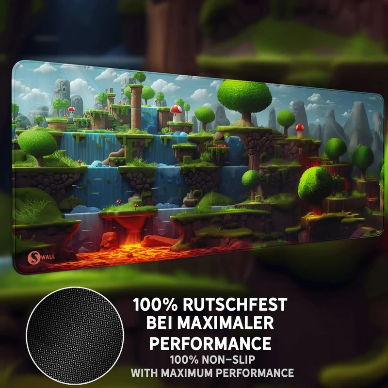 Gaming Mauspad XXL Game 2d World Jump´n Run 90x40 | 80x30 | 45x40 cm PREMIUM-DICKE 4 MM