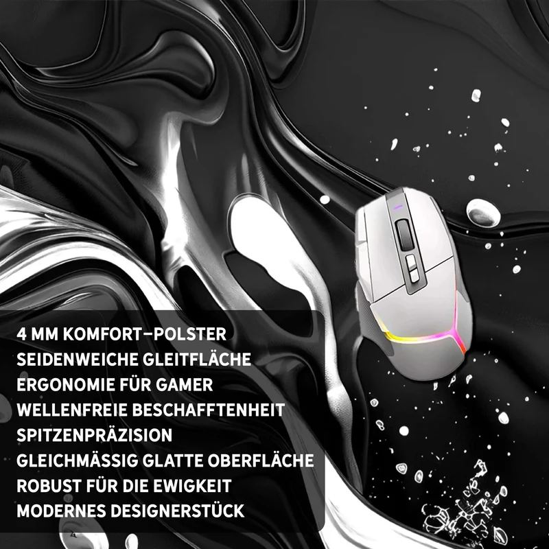Gaming Mauspad XXL Liquid Stripe schwarz weiss 90x40 | 80x30 | 45x40 cm PREMIUM-DICKE 4 MM