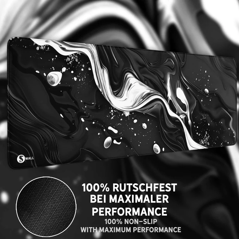 Gaming Mauspad XXL Liquid Stripe schwarz weiss 90x40 | 80x30 | 45x40 cm PREMIUM-DICKE 4 MM