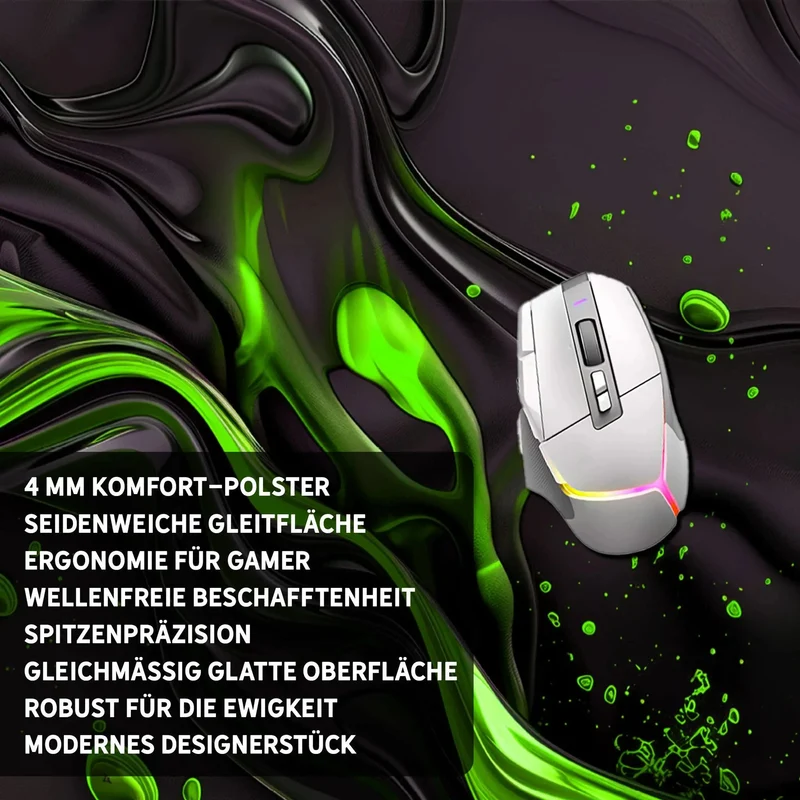 Gaming Mauspad XXL Liquid Stripe schwarz grün 90x40 | 80x30 | 45x40 cm PREMIUM-DICKE 4 MM