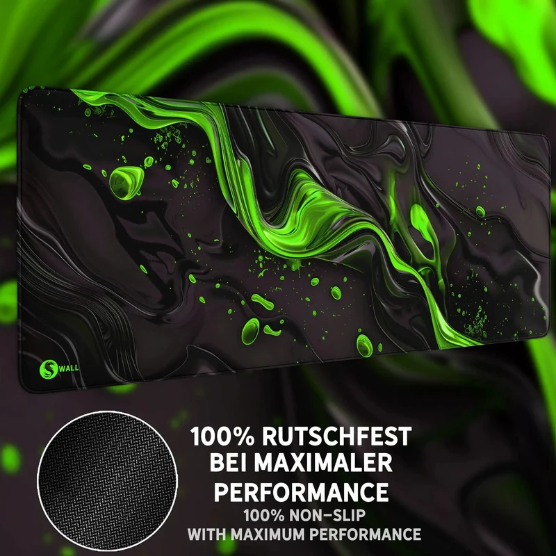 Gaming Mauspad XXL Liquid Stripe schwarz grün 90x40 | 80x30 | 45x40 cm PREMIUM-DICKE 4 MM