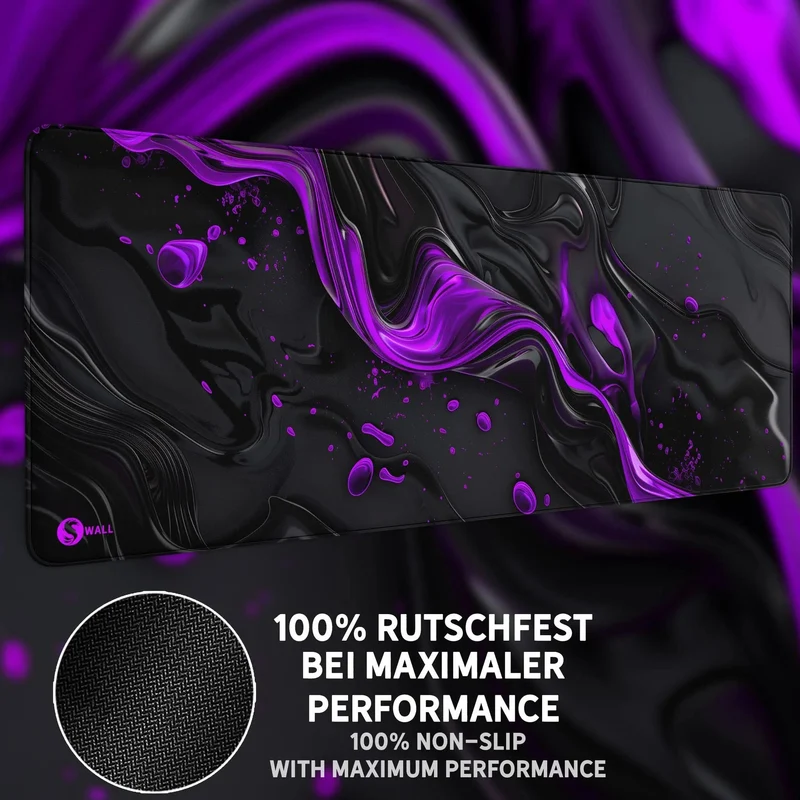 Gaming Mauspad XXL Liquid Stripe schwarz purpur 90x40 | 80x30 | 45x40 cm PREMIUM-DICKE 4 MM