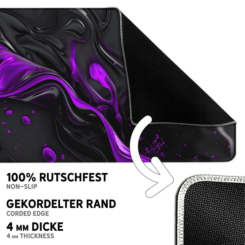 Gaming Mauspad XXL Liquid Stripe schwarz purpur 90x40 | 80x30 | 45x40 cm PREMIUM-DICKE 4 MM