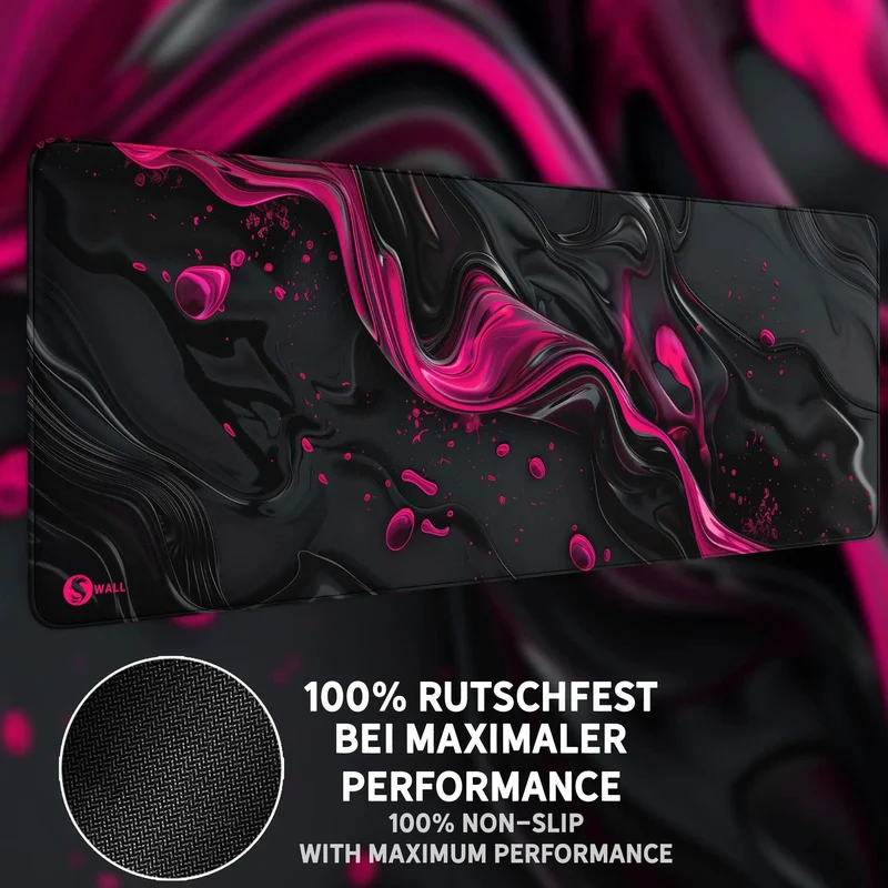 Gaming Mauspad XXL Liquid Stripe schwarz pink 90x40 | 80x30 | 45x40 cm PREMIUM-DICKE 4 MM