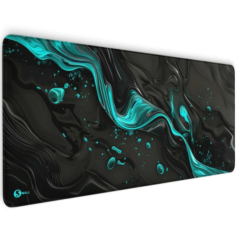 Gaming Mauspad XXL Liquid Stripe schwarz hellblau 90x40 | 80x30 | 45x40 cm PREMIUM-DICKE 4 MM