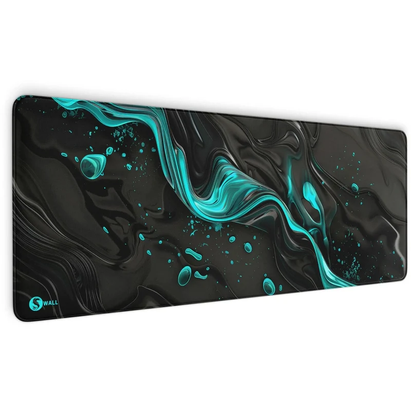 Gaming Mauspad XXL Liquid Stripe schwarz hellblau 90x40 | 80x30 | 45x40 cm PREMIUM-DICKE 4 MM