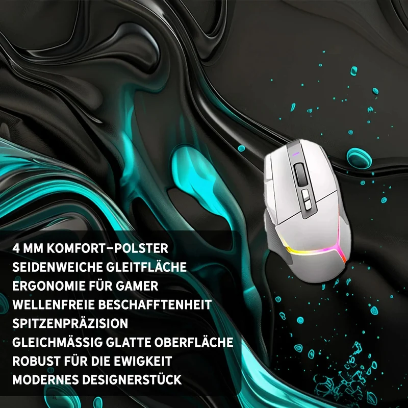 Gaming Mauspad XXL Liquid Stripe schwarz hellblau 90x40 | 80x30 | 45x40 cm PREMIUM-DICKE 4 MM