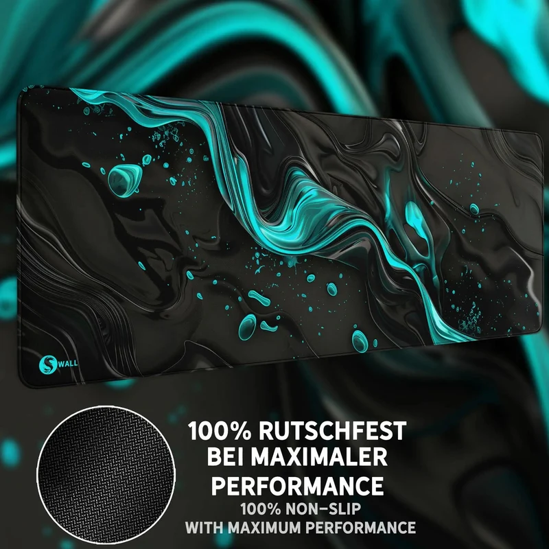 Gaming Mauspad XXL Liquid Stripe schwarz hellblau 90x40 | 80x30 | 45x40 cm PREMIUM-DICKE 4 MM