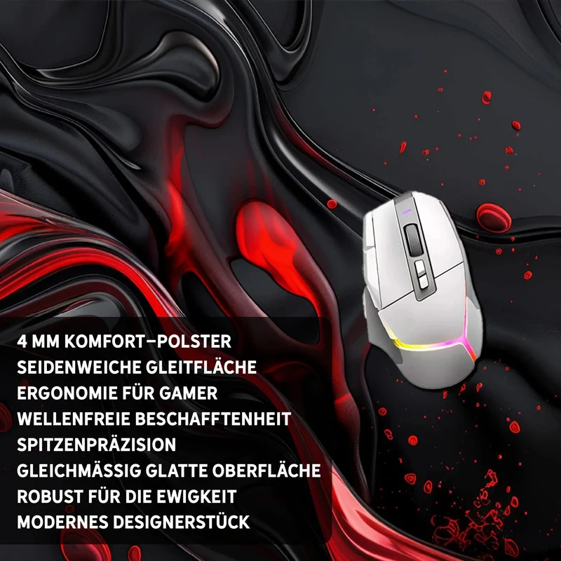 Gaming Mauspad XXL Liquid Stripe schwarz rot 90x40 | 80x30 | 45x40 cm PREMIUM-DICKE 4 MM