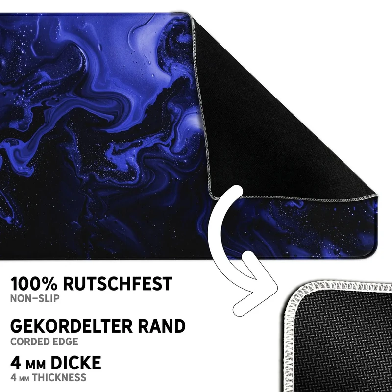 Gaming Mauspad XXL Liquid Schwarz Blau 90Degree Premium 4mm