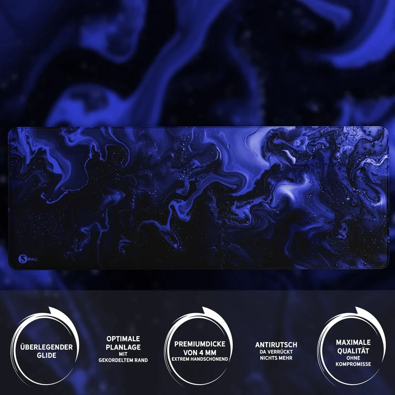 Gaming Mauspad XXL Liquid Schwarz Blau 90Degree Premium 4mm