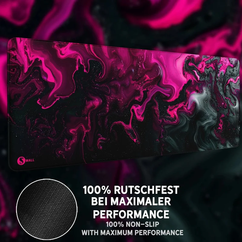 Gaming Mauspad XXL Liquid schwarz pink 90Degree 4mm dick