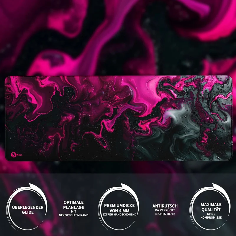 Gaming Mauspad XXL Liquid schwarz pink 90Degree 4mm dick