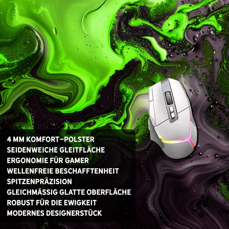 Gaming Mauspad XXL Liquid schwarz grün 90Degree PREMIUM-DICKE 4 MM
