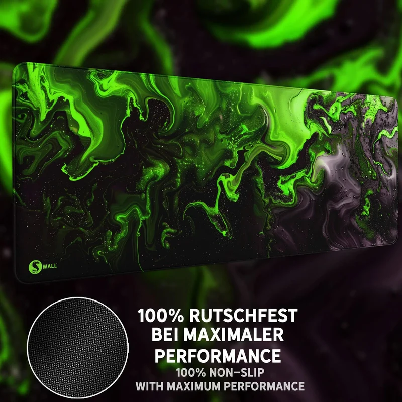 Gaming Mauspad XXL Liquid schwarz grün 90Degree PREMIUM-DICKE 4 MM