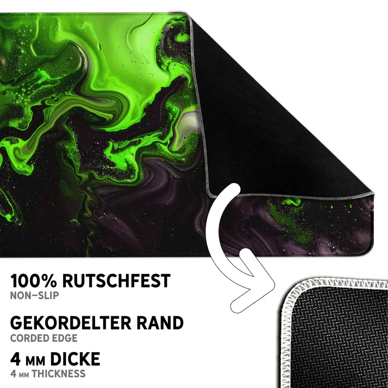 Gaming Mauspad XXL Liquid schwarz grün 90Degree PREMIUM-DICKE 4 MM