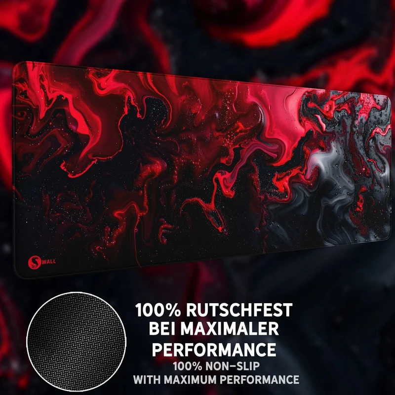 Gaming Mauspad XXL Liquid schwarz rot 90Degree 4mm dick