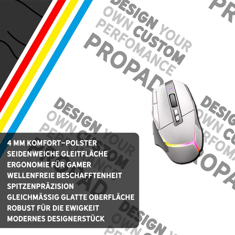 Gaming Mauspad XXL selbst gestalten mit Foto Logo Grafik – 90x40, 80x30, 45x40 cm – Premium 4 mm dick
