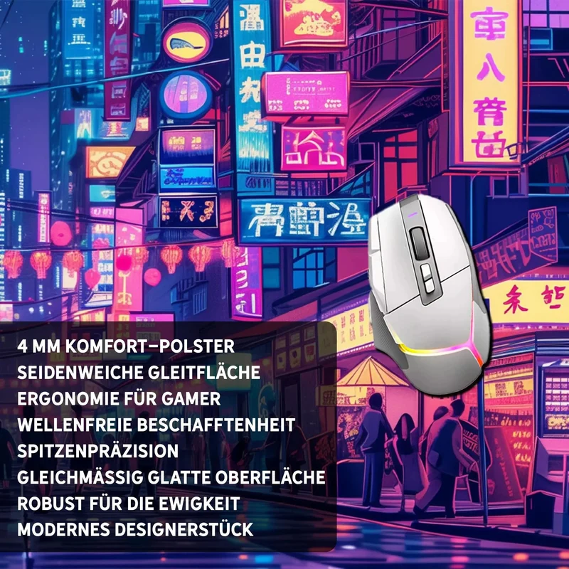 Gaming Mauspad XXL Neon Tokio PREMIUM-DICKE 4 MM