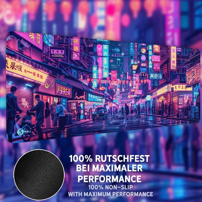 Gaming Mauspad XXL Neon Tokio PREMIUM-DICKE 4 MM