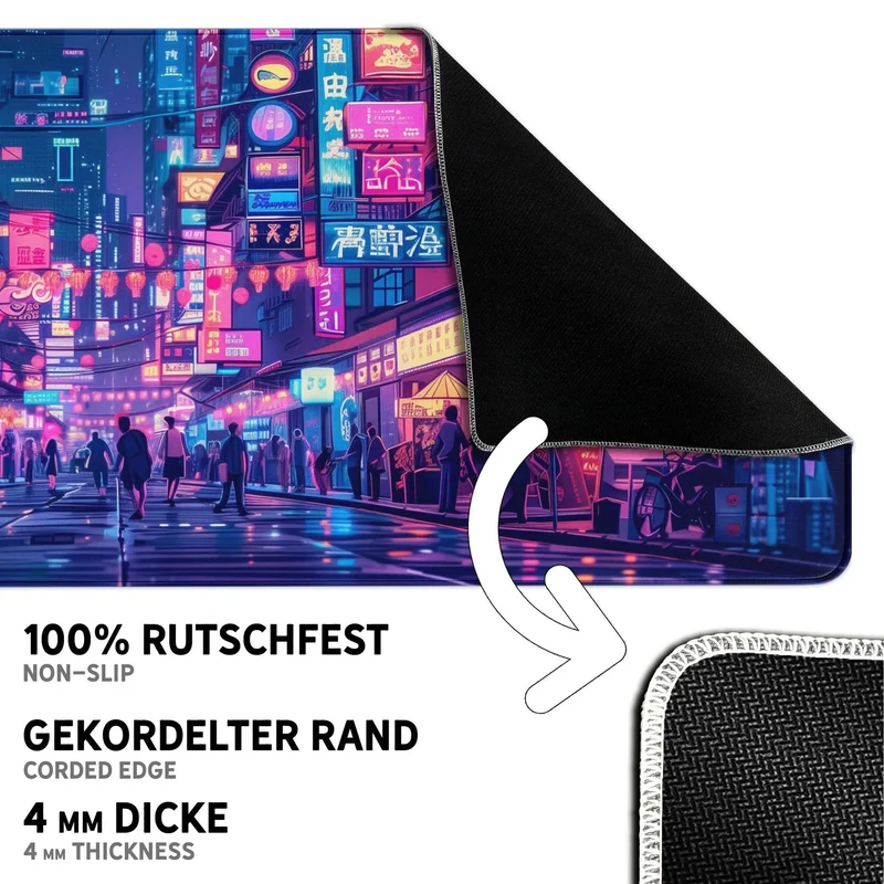Gaming Mauspad XXL Neon Tokio PREMIUM-DICKE 4 MM