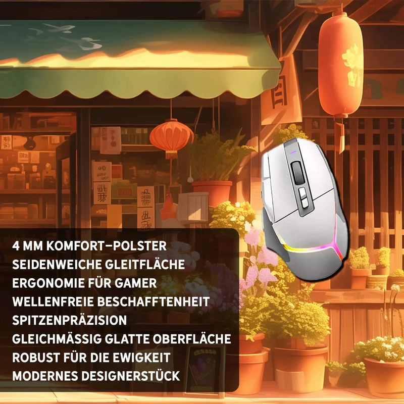 Gaming Mauspad XXL Japanischer Blumenladen LoFi 4mm Premium Schreibtischunterlage