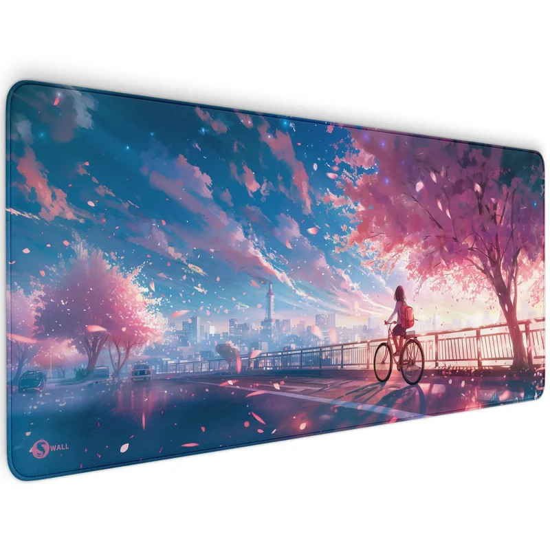 Gaming Mauspad XXL Sakura City Skyline Anime 90x40 | 80x30 | 45x40 cm 4mm Premiumdicke