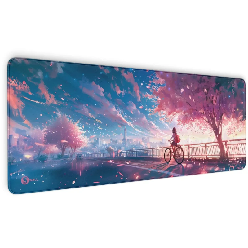 Gaming Mauspad XXL Sakura City Skyline Anime 90x40 | 80x30 | 45x40 cm 4mm Premiumdicke