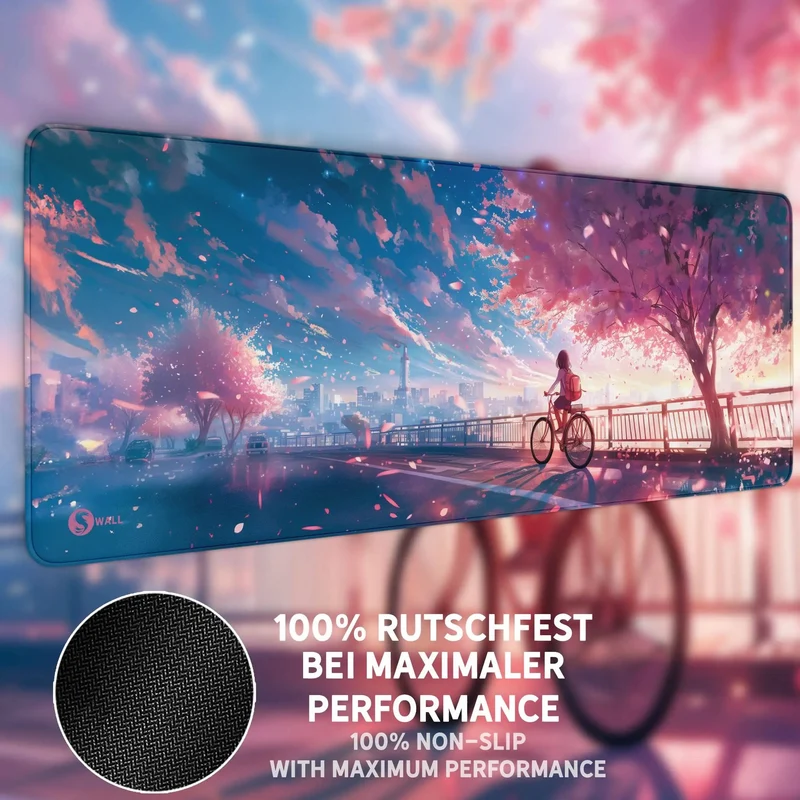 Gaming Mauspad XXL Sakura City Skyline Anime 90x40 | 80x30 | 45x40 cm 4mm Premiumdicke