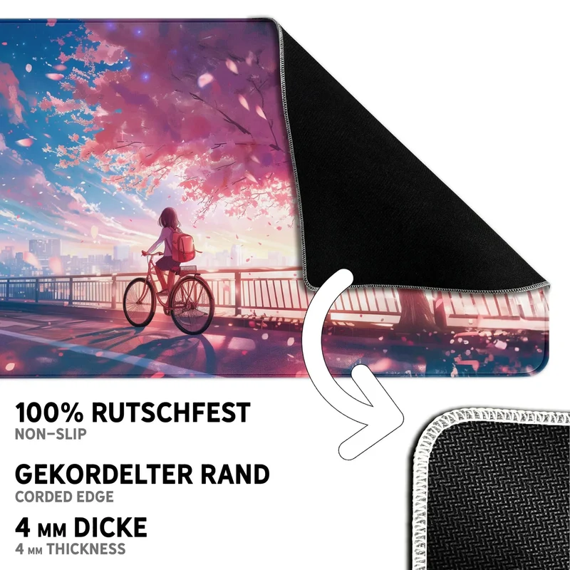Gaming Mauspad XXL Sakura City Skyline Anime 90x40 | 80x30 | 45x40 cm 4mm Premiumdicke