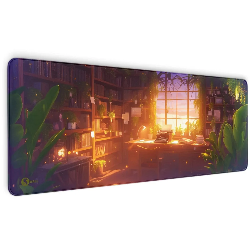 Gaming Mauspad XXL Studierzimmer Bookish LoFi Bücher 90x40 | 80x30 | 45x40 cm 4mm dick
